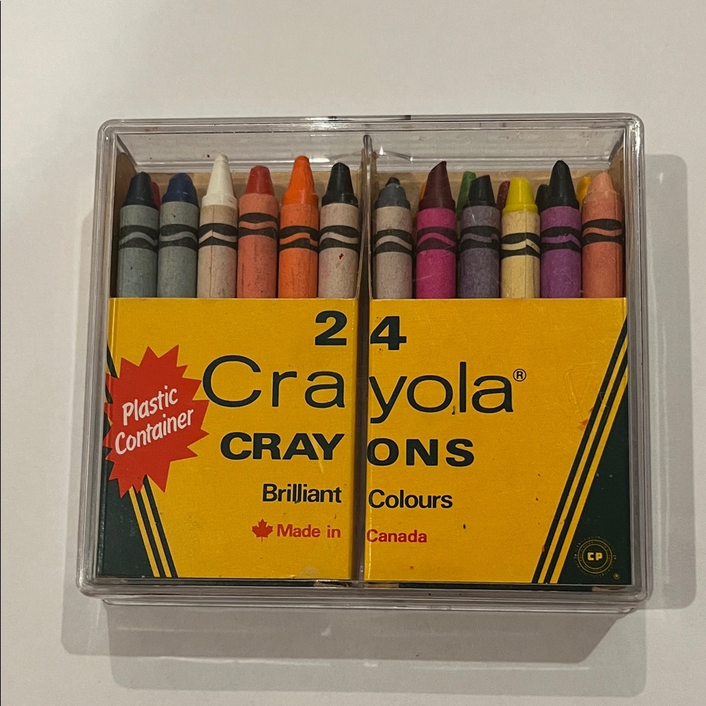 Vintage Crayola Crayons with Plastic Container